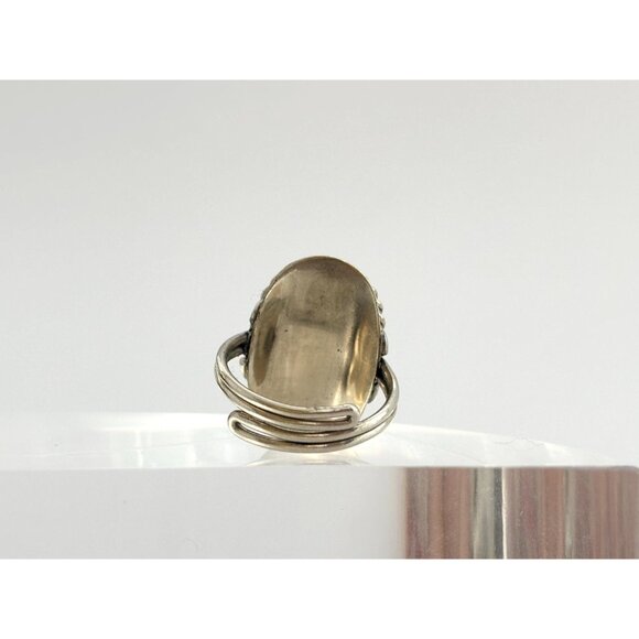 Spiney Oyster Stone Cabochon Silver Toned Adjustable Vintage Ring - sz 6.25 - Picture 9 of 9